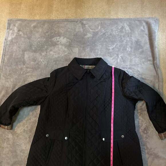 Liz Claiborne Black Quilted Everyday Coat Jacket Zip Snap Button - Picture 5 of 8